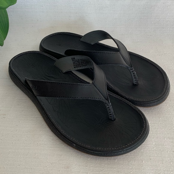 Jambu JBU Pele Black Leather
Flip Flop Thong Flat Sandals Woman’s 8M - Picture 3 of 8